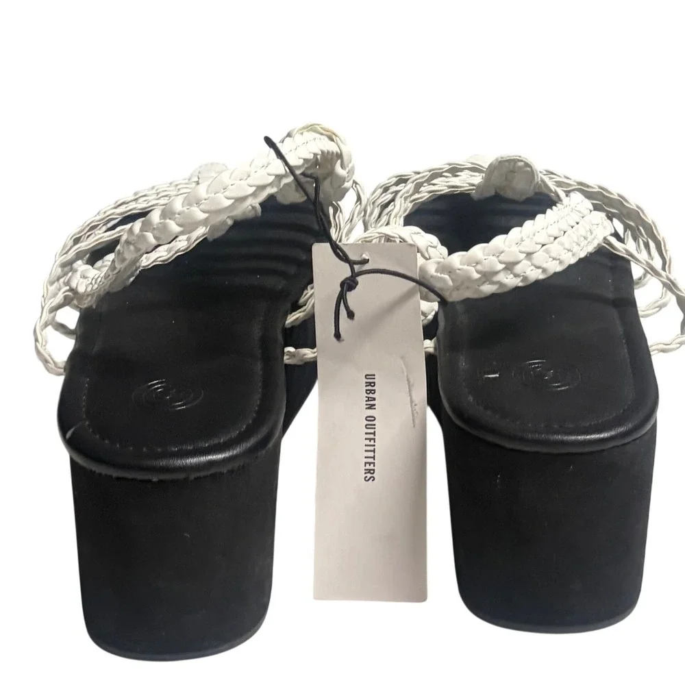 Urban Outfitters White Braided Strappy Flatform Platform Sandals Size 9 New Boho